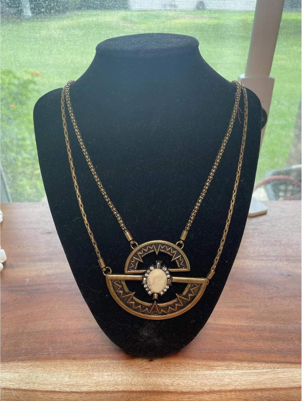 Vintage Unique Medallion Gold Toned Necklace